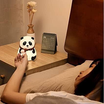 Cute Panda,USB Rechargeable, 7-Colors Changing Light, Room Decor Night Lamp (White)