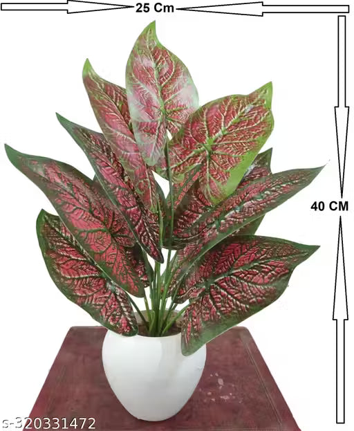( 15 Inch ) Real Touch Plant with 12 Leaves Heads Artificial Plant with Pot