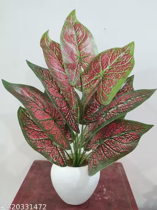 ( 15 Inch ) Real Touch Plant with 12 Leaves Heads Artificial Plant with Pot