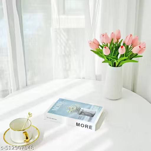 ( Pack Of 6 ) Mudmingle Artificial Light Pink Tulip Flowers | Real Touch Faux Tulip