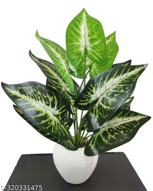 Real Touch Plant with 12 Leaves Heads Artificial Plant with Pot