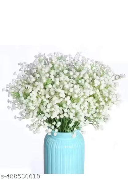 ( Pack of 3 ) White Wild Flower Artificial Flower (21 inch, Pack of 3,Flower Bunch)